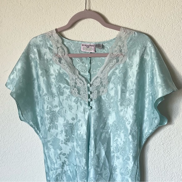 Vintage retro pastel floral lace trim lingerie nightgown - Picture 2 of 5